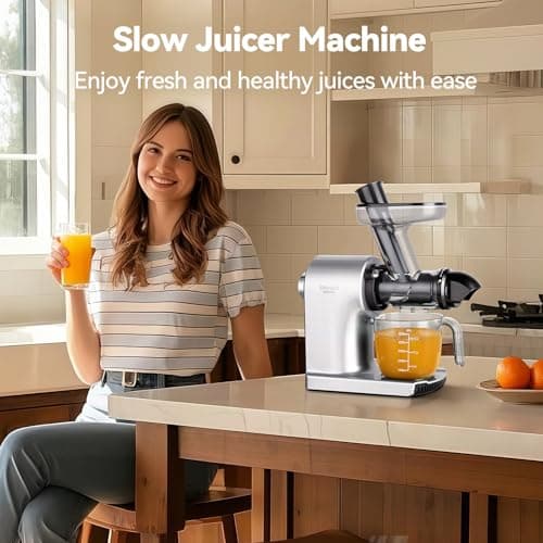 Juicer Machines,ORMEO HOME Cold Press Slow Masticating Juicers with 3.60"Large Feed Chute For Vegetable and Fruit,Easy to Clean,Quiet Motor,BPA-Free,High Juice Yield(Updated) - Thumbnail 6