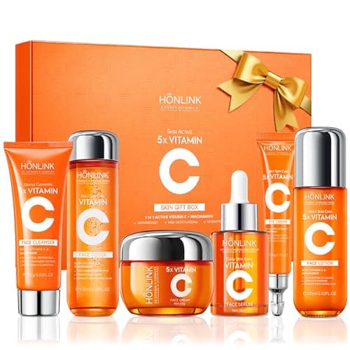 6-Piece Hydrating Skincare Set with Vitamin C & Niacinamide, Face Care Kit Includes Toner, Serum, Cleanser, Moisturizer, Eye Cream & Body Lotion | Valentine’s Day Gift for Women - Image 1
