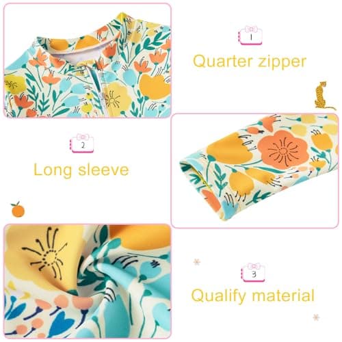 Funnycokid Toddler Girl Swimsuit 5T Size 6 Bathing Suit Unicorn Swim Set Long Sleeve Swimwear Ruffle Blue 5-6 Years 3 Piece - Thumbnail 3