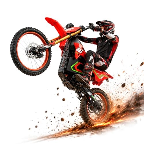 HAPPYRUN F18 Electric Dirt Bike Mid-Drive Motor 6000W Peak, Electric Motorcycle 60V 30Ah Removable Battery, 60-Mile Range, 46mph, Dual Hydraulic Brakes & Full Suspension Electric Motorcycle
