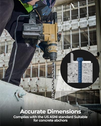 toolant Masonry Drill Bit,SDS Plus Rotary Hammer Drill Bits Set for 5/16" x6inch 10pcs,Carbide Tipped 2-Cutter for Concrete,Masonry and Brick - Thumbnail 2