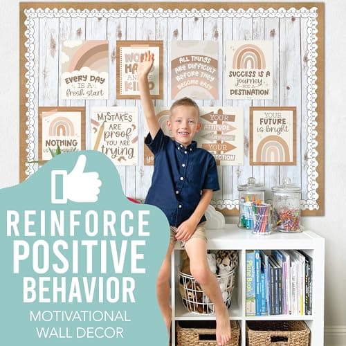 Hadley Designs Motivational Poster for Classroom Decor - 9 Growth Mindset Classroom Posters Elementary, Inspirational Wall Decor Middle School, Teacher Must Haves, Boho Bulletin Board Decorations - Thumbnail 2