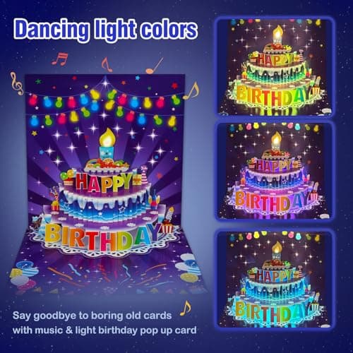 FaCraft Birthday Card for Women Men, Blowable Candle with Lights & Music - Thumbnail 3