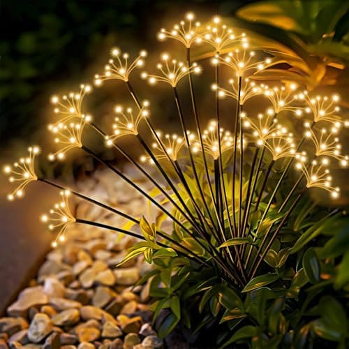 Solar Garden Lights 2 Pack Waterproof Solar Swaying Starburst Light Outdoor Lights for Yard Patio Walkway Pathway Party Wedding Christmas Decoration, Warm White - Image 1