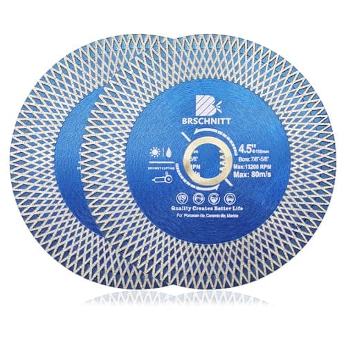 Diamond Porcelain Tile Saw Blade - BRSCHNITT 2pcs 4.5" Super Thin Diamond Cutting Grinding Disc with X Teeth Arbor 7/8“-5/8“ for Ceramic Tiles,Granite,Marble Angle Grinder Circle Saw Blade - Image 1