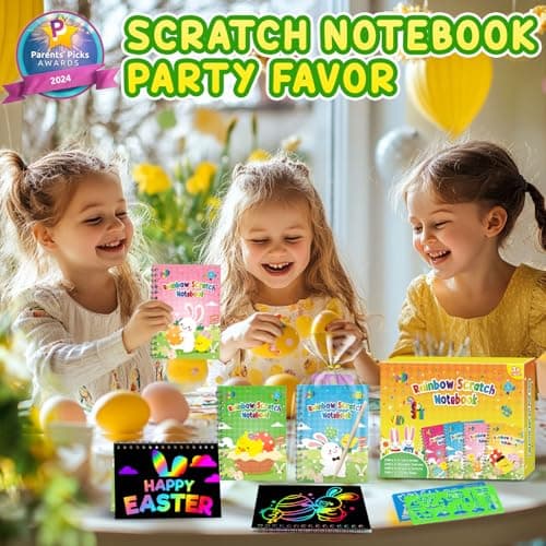 Party Favors for Kids 4-8-12: 24 Pack Scratch Rainbow Art Crafts Notebook, Coloring Book Goodie Bags Stuffers Kit, Bulk Birthday Gift Classroom Prizes Girl Boy Toddler Easter - Thumbnail 2