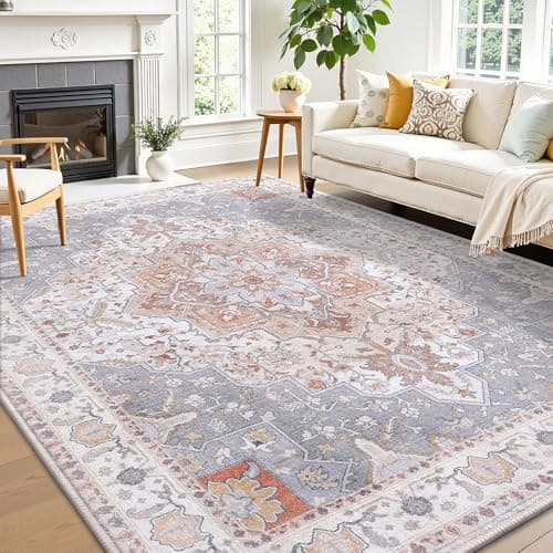 Vanmoos 5x7 Area Rugs for Living Room, Bedroom - Machine Washable, Non-Slip Bedside Rug, Large Soft Floor Carpet for Office, Dining Room, Farmhouse and Home Decor, Artistic Flair/Beige - Image 1