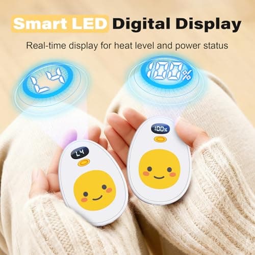 Taiofan Hand Warmers Rechargeable, 2 Pack Cute Egg Design, LED Display, 4 Levels Fast Heating Magnetic Electric Hand Warmers, Portable Pocket Heater Gifts for Women Men Outdoor Camping Hunting Golf - Thumbnail 3