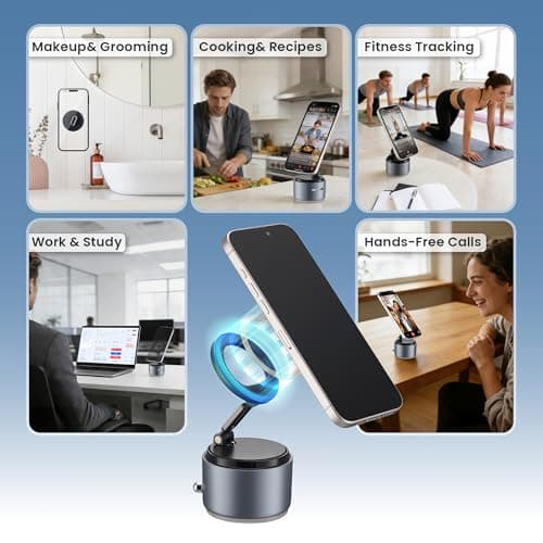 Car Phone Holder for Magsafe with Wireless Bluetooth Speaker, Cell Phone Stand HD Surround Sound Perfect for Home and Outdoors with Bluetooths Speakers for Desk Compatible with iPhone/Samsung - Thumbnail 6