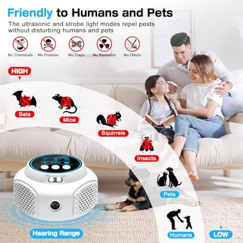 Rodent Repellent Ultrasonic Plug in, Ultrasonic Pest Repeller, Mice Repellent Indoor, 3 Modes Keep Away Mouse, Rats, Squirrels, Bats, Roaches, Spiders, Mouse Traps for Home (White) - Thumbnail 5