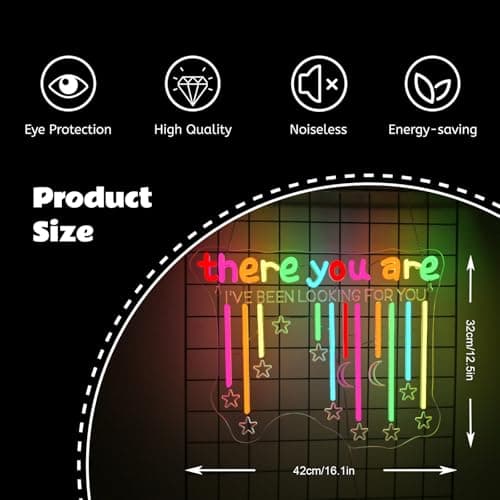 There You Are Neon Signs for Wall Decor Letter LED Neon Lights USB Powered Dimmable for Home Gifts Office Bedroom Wedding Party Store Colorful LED Sign Classroom Neon Decor - Thumbnail 4