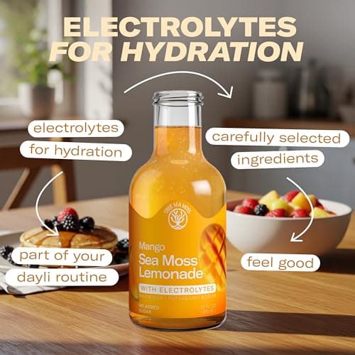 True Sea Moss Tropical Mango Lemonade – Single Flavor Pack with Classic & Electrolyte Formula Variation – Hydration Drink – 4 × 12 fl oz Bottles – Made in USA - Thumbnail 5