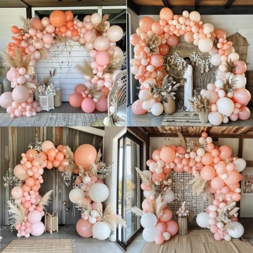 Boho Balloon Garland Arch Kit 162pcs White Sand Macaroon Pink Balloons for Bridal Shower Anniversary Gender Reveal Birthday Party Decorations - Thumbnail 6