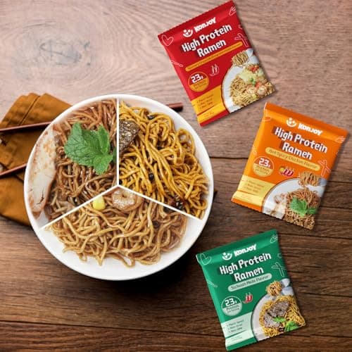 KONJOY Protein Ramen Variety Pack, 5-Pack High Protein Ramen Noodles(23g) with Savory Crayfish Chili, Sichuan Mala, Hot Spicy Chicken Sauces – Plant-Based, Non-Fried, Low Fat, Vegan Healthy Meal - Thumbnail 5