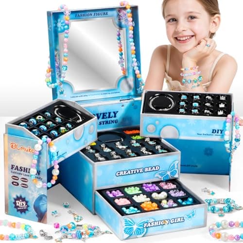 BLmukce Charm Bracelet Making Kit for Girls Ages 8-12, DIY Jewelry Making Kit & Craft Set with Beads, Charms & Necklace Kit Birthday Christmas Gift for Kids 4-6 7 8 Years Old Girl - Image 1