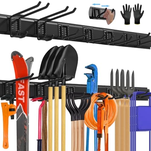 SUKIZZ 48'' All-Metal Garage Tool Organizer Wall Mount – Heavy-Duty Tool Rack Holds 450 lbs, Adjustable Hooks for Garage, Yard, and Garden Equipment - Image 1
