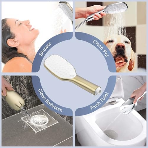 SonTiy Rain Shower Head with Handheld Spray and Shower Shelf Caddy, 12Inch High Pressure rainfall Showerheads and Hand Shower Combo with Height Adjustable Holder Shower Head System, Brushed Gold - Thumbnail 4