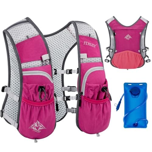 Running Vest for Women with 2L Water Bladder - Waterproof Hydration Running Water Vest 12 Pockets Lightweight Hydration Pack Water Backpack for Hiking Trail Cycling Marathon Race, Pink - Image 1