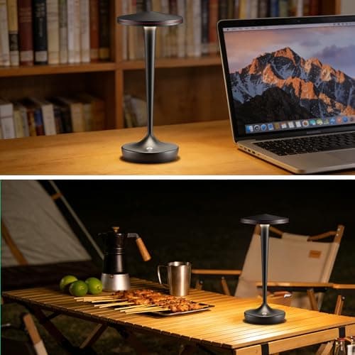 JALVDE Cordless Lamp Rechargeable LED Table Light,48Hrs Battery Operated Table Lamp,Potable Lamp with Stepless Dimming and Waterproof Lamp for Kitchen,Dining,Shower,Outdoor Patio,Camping (2Pblack) - Thumbnail 5