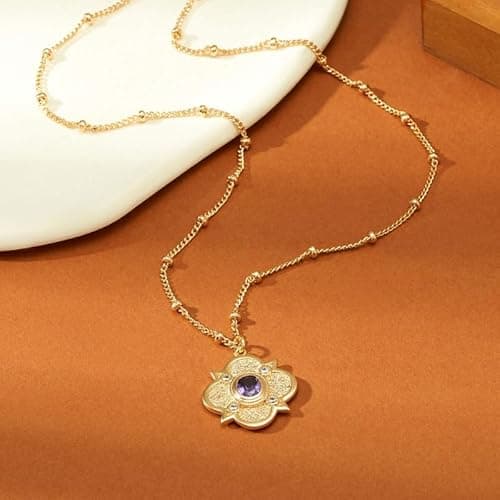 Valloey Rover Gold Necklace for Women 14K Gold Plated Cubic Zirconia Pendant Necklace Simple Dainty Ball Chain Necklace Jewelry Gift for Women - Thumbnail 5