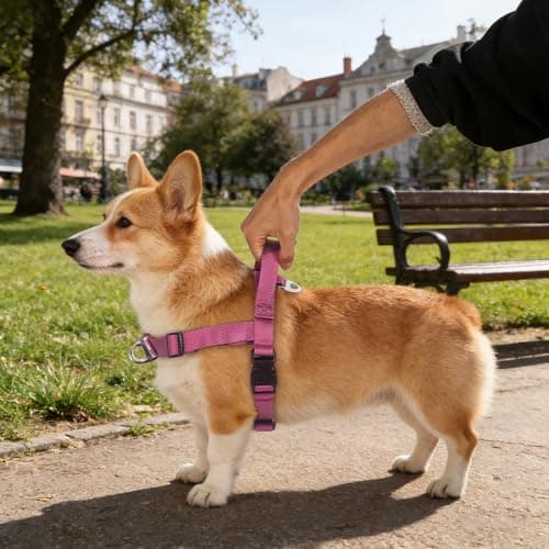 Annchwool No Pull Dog Harness with Front Clip and Easy Control Handle-Belly & Chest Adjustable Dog Harness and Leash Set for Medium Large Dogs-Heavy Duty Vest Harnesses Easy for Walking(Pink,XL) - Thumbnail 5