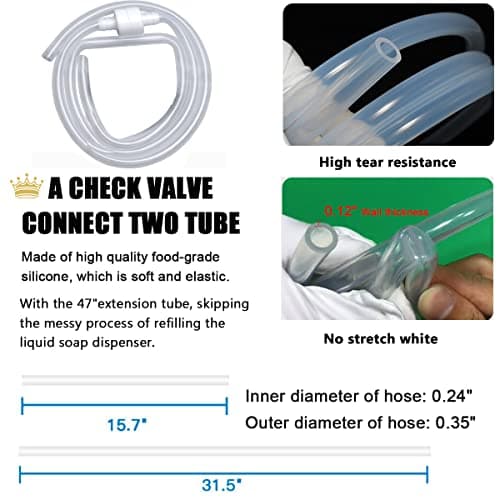 Sink Soap Dispenser Extension Tube Kit with Upgraded Check Valve, 47" Under Counter Soap Dispenser Tube for Kitchen Sink, Fit Most Soap Containers, Strong Suction, No More Tiny Bottle Daily Refills - Thumbnail 3