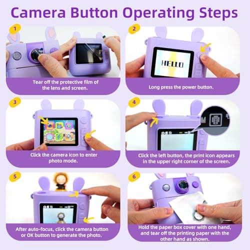 ORGSTA Kids Instant Print Camera for Boys and Girls 1080P HD Toddler Digital Camera with 3 Rolls Print Paper&32G Card, Christmas Birthday Gift Toys for Age 3-16 Kids Portable Travel Digital Camera Toy - Thumbnail 6