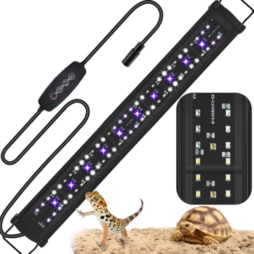 22-Inch LED UVB Light Fixture for Reptiles, Adjustable 10.0–20.0 UVA UVB Lamp with Dimming & Timer, 26W Aluminum Light for Bearded Dragons, Turtles, Snakes – Full Spectrum UVI Lighting for Tanks - Image 1