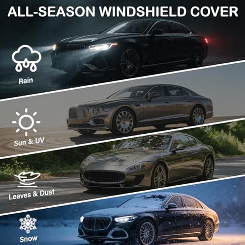 Instraella Windshield Cover for Ice and Snow, All-Season Car Windshield Cover with Heavy Duty Oxford Fabric, Windproof Front Window Protector Sun Shade with Mirror Covers for Cars, SUVs and Trucks, L - Thumbnail 2