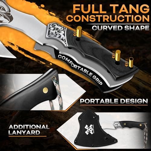 Grumpy Bear Camping Hatchet, Full Tang Outdoor Axe with Decorative Handle, Durable Forged Blade for Hiking, Bushcraft, and Survival (Eagle) - Thumbnail 3