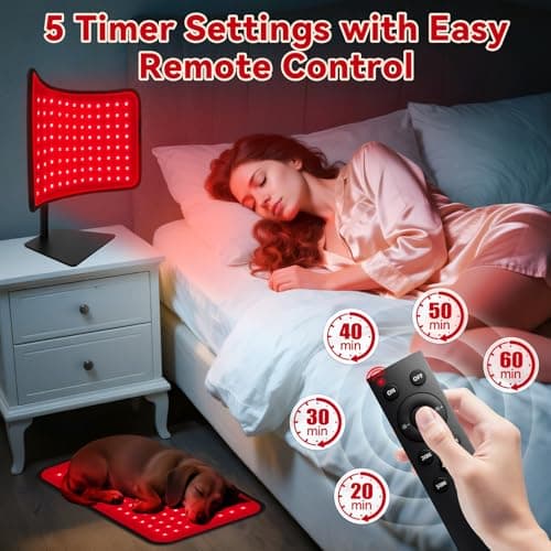 Red Light Therapy for Face Body, 2-in-1 Red Light Panel Device with Belt, 660nm & 850nm Near Infrared Light Therapy Lamp with Remote Control, 5 Adjustable Brightness & Timer, Gift for Women Men - Thumbnail 5