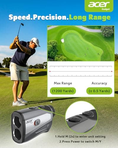 Acer Golf Rangefinder with Slope - 1200 Yards Laser Range Finder for Hunting, 6X Magnification Rangefinders Golf with Flag Pole Locking Vibration, Rechargeable Magnetic Golfing Gift for Men - Thumbnail 4