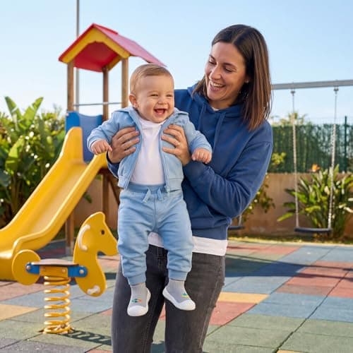 STQ KIDS Baby Boy Slippers Non Slip Babies Sock Shoes for First Walking with Soft Sole Wide Toe Box Toddler Boys Barefoot Sneakers for Prewalker Indoor Outdoor Grey Rocket Infant Size 4 (9-12 Months) - Thumbnail 2