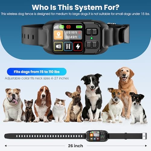 GPS Wireless Dog Fence System,Invisible Fence for Dogs with GPS Collar,Wireless Electric Dog Fence for Large & Small Dogs– Adjustable Boundary Collar,Waterproof & Rechargeable,Large Yard & Outdoor Use - Thumbnail 6