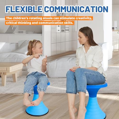AOBOTE Kids Wobble Stool, 360° Rotatable Children Swivel Chair with Color Block Design, 100KG Load Bearing, for Home and Classroom Learning, Ages 6+ (Blue) - Thumbnail 6