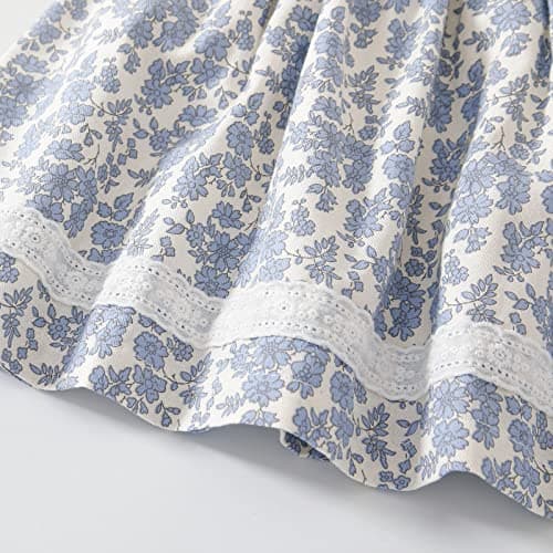 Simplee kids Baby Girls Smocked Dress Handmade Fall Casual Dresses Floral Print Sundress Princess Dress for Toddlers Light Blue 12 Months - Thumbnail 6