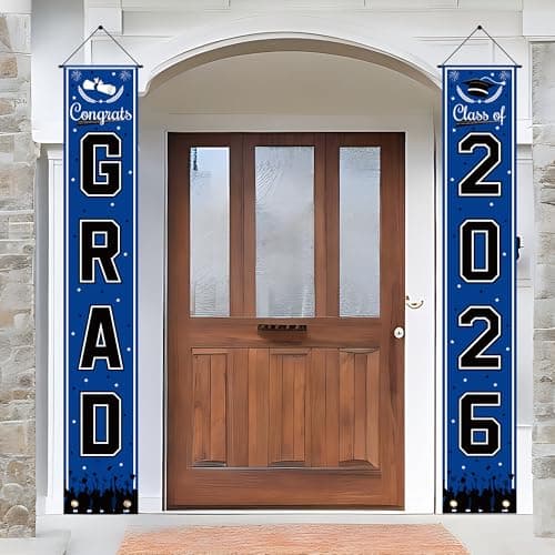 OHOME Graduation Decorations 2026 - Blue Congrats Grad Porch Banner for Graduation Party Decorations - Class of 2026 - Party Favors Supplies Backdrop Yard Signs Decor - Image 1