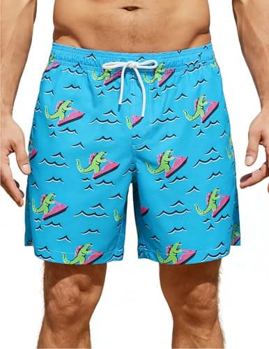 CoozySphere Mens Swimming Trunks Swim Trunks Quick Dry Swim Shorts with Mesh Lining Funny Swimwear Bathing Suits Board Shorts 7inch L - Image 1