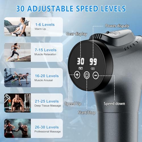 APHERMA Massage Gun, Muscle Massage Gun for Athletes Handheld Electric Deep Tissue Back Massager, Percussion Massage Device for Pain Relief with 30 Speed Levels 9 Heads - Thumbnail 2