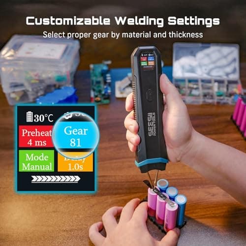 SEESII Battery Spot Welder: Rechargeable Battery Welder with Visual Display, 3360W Max Power with 1-99 Gears, Copper Tips, Portable Spot Welder for Lithium Battery (DIY, Repairs, Outdoor Use) - Thumbnail 5