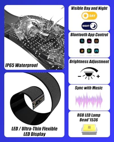 Devil Eyes Light for Windshield: 23.4"x4.7" LED Sign with APP & Remote Control - 5V USB Programmable Digital Lighting Display, Cool Decor for Cars, SUVs & Trucks (2 Pcs) - Thumbnail 5