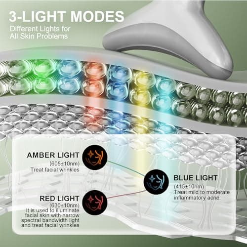 Red Light Therapy for Face, LED Face Massager Tool with Vibraion, Porable Facial Massager for Skin Care at Home, Wrinkle Reducer Face Sculpting Tool，Micro-current Facial Beauty Device(Model AM-810W) - Thumbnail 2