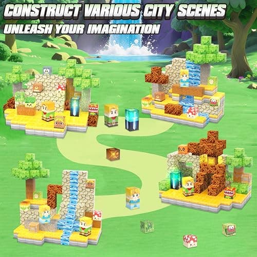 200PCS Magnetic Blocks - Light Up Magnetic Building Blocks Magnet Block Cubes Forest Set, STEM Montessori Sensory Stacking Toys for Kids Boys Girls Ages 3 4 5 6 7 8-12 Holiday Christmas Birthday Gifts - Thumbnail 3