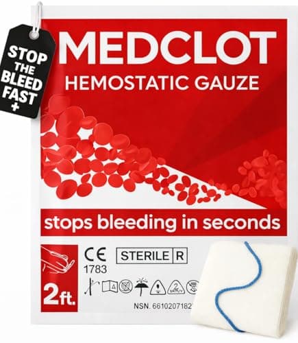 MEDCLOT Hemostatic Gauze – Stops Bleeding Fast - Blood Clotting Bandage with Kaolin - Bleed Stop for Wounds & Emergencies - Sterile Compressed Dressing, 2ft Roll, Expires 2029 - Image 1
