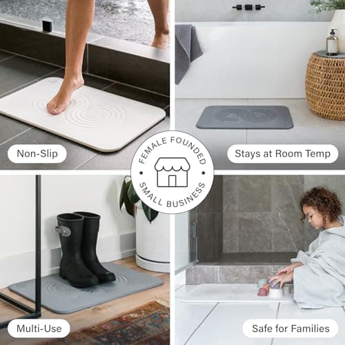 Dorai Home Bath Stone Mat 23.6"x15.4" – Quick-Dry, Non-Slip Diatomite Stone Bath Mat for Bathroom, Zen Slate - Thumbnail 3