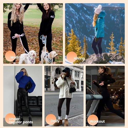 QGGQDD Fleece Lined Leggings Women - Soft Tummy Control High Waisted Winter Thermal Warm Yoga Pants for Workout Hiking Navy Blue Small-Medium - Thumbnail 6