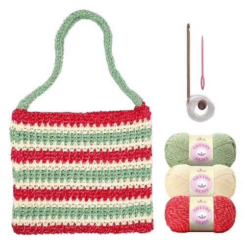 KnitPal Sunset Striped Market Bag Tunisian Crochet Kit for Confident Beginners – Make a Reusable Market Tote – with Cotton Bliss Yarn, Tunisian Crochet Hook, Pattern & Video Tutorials - Image 1