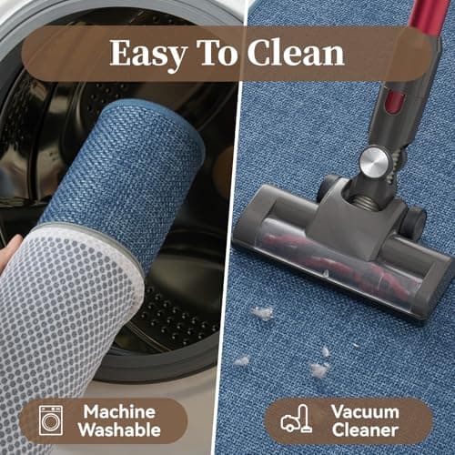 MontVoo Bath Mat Rug-Ultra Thin Non Slip Bath Mats for Bathroom Mat Quick Dry, Rubber Backing Washable Bathroom Rugs Fit Under Door, Absorbent Bath Rugs for Floor,20"x32",Blue - Thumbnail 5