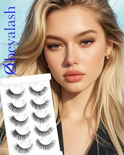 Waterproof Self Adhesive Falase Eyelashes, 5 Pairs Natural Look Stick on False Eyelashes, Pre Glued Lashes, No Glue Needed, Wispy Glueless Lashes Reusable and Comfortable by Obeyalash (705) - Thumbnail 6
