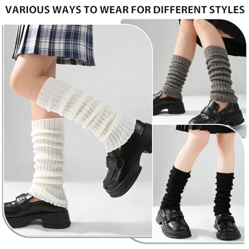 Jspupifip Women Ballet Leg Warmers, 4 Pairs 80s Cable Knit Long LegWarmers for Yoga Ballet Dance Figure Skating (Multicolor) - Thumbnail 2